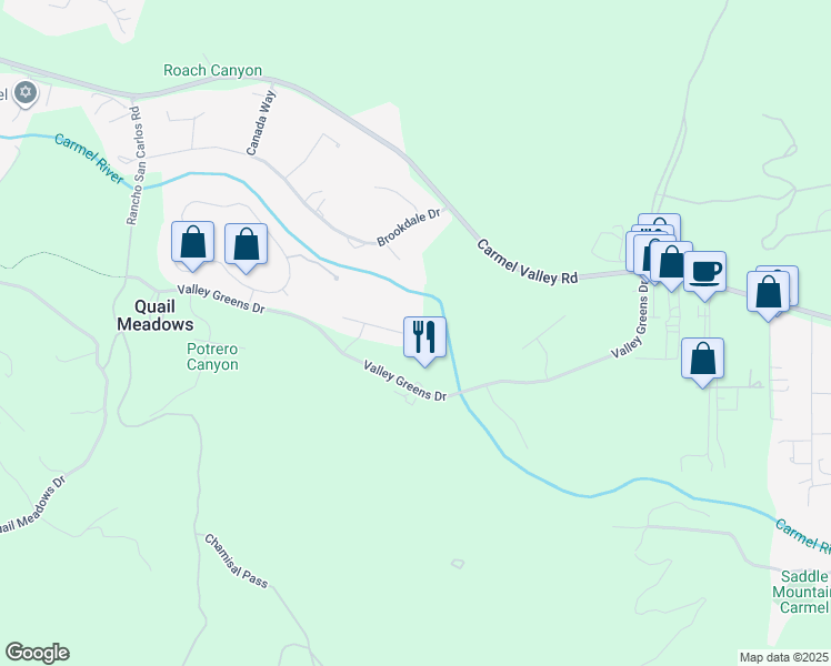map of restaurants, bars, coffee shops, grocery stores, and more near 8021 River Place in Carmel-by-the-Sea