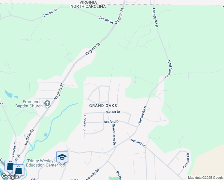 map of restaurants, bars, coffee shops, grocery stores, and more near 1032 Hillcrest Drive in Eden
