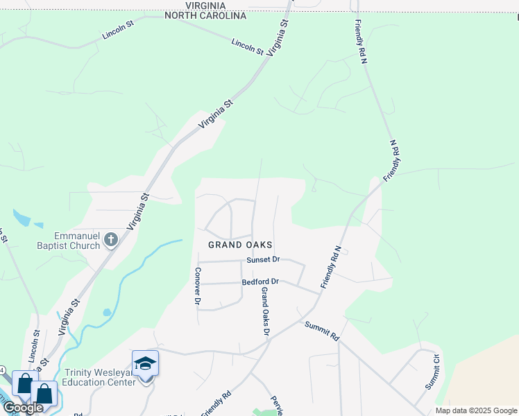 map of restaurants, bars, coffee shops, grocery stores, and more near 1032 Hillcrest Drive in Eden