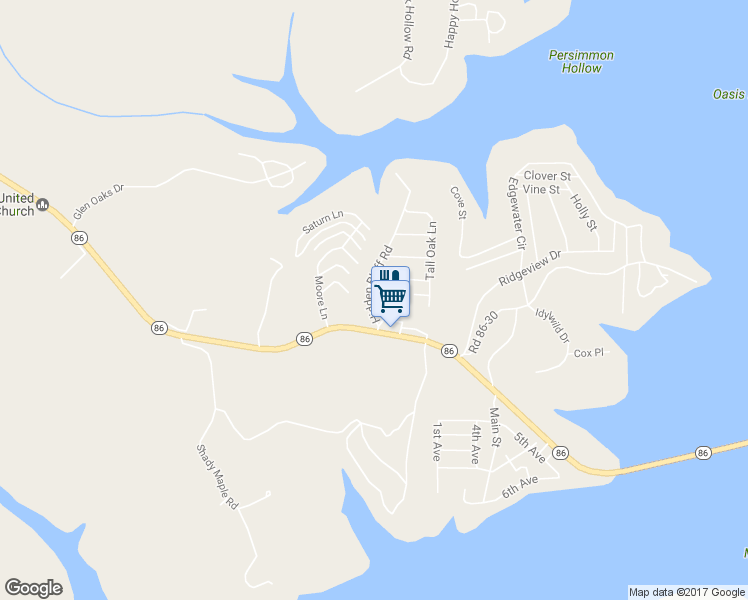 map of restaurants, bars, coffee shops, grocery stores, and more near 30 Hidden Bluff Road in Blue Eye