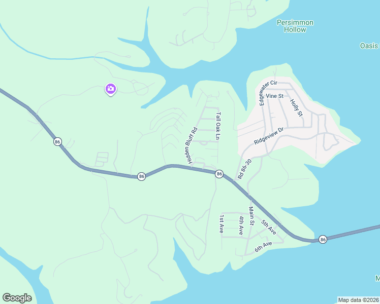 map of restaurants, bars, coffee shops, grocery stores, and more near 30 Hidden Bluff Road in Blue Eye