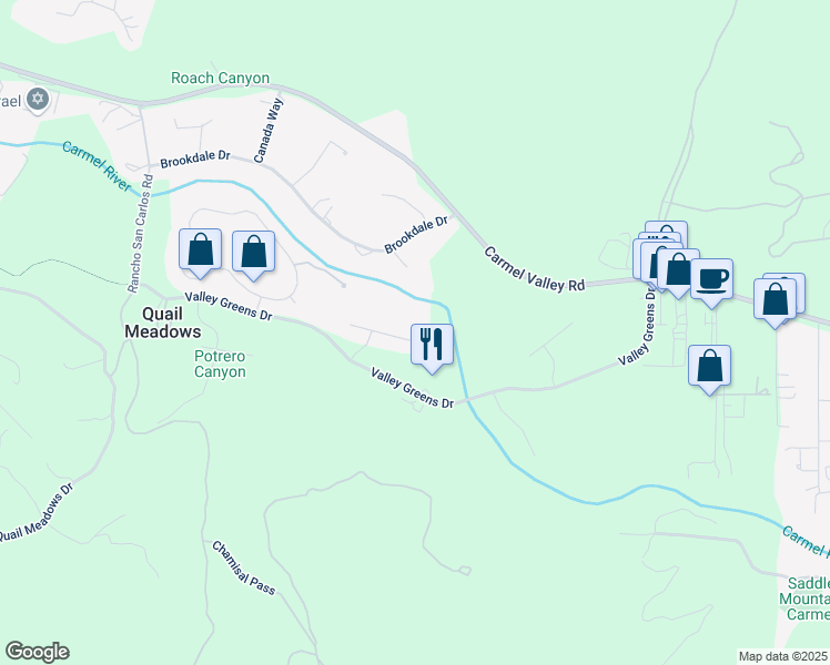 map of restaurants, bars, coffee shops, grocery stores, and more near 8021 River Place in Carmel-by-the-Sea