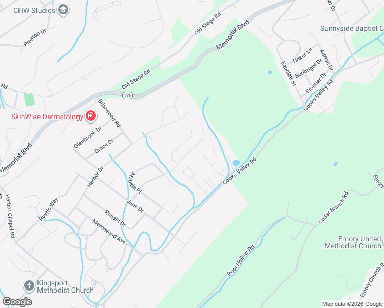 map of restaurants, bars, coffee shops, grocery stores, and more near 4711 Sterling Lane in Kingsport