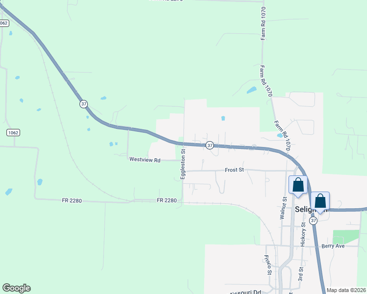 map of restaurants, bars, coffee shops, grocery stores, and more near Eggleston Street in Seligman