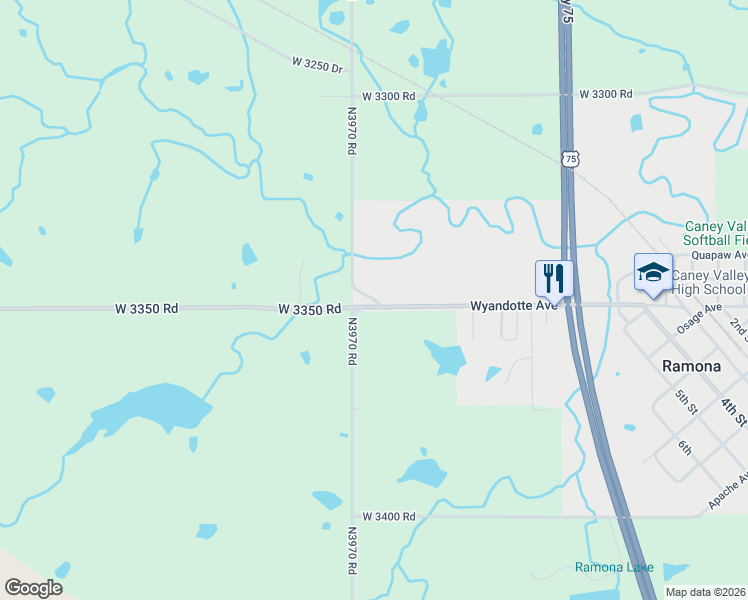 map of restaurants, bars, coffee shops, grocery stores, and more near 105 Wyandotte Avenue in Ramona
