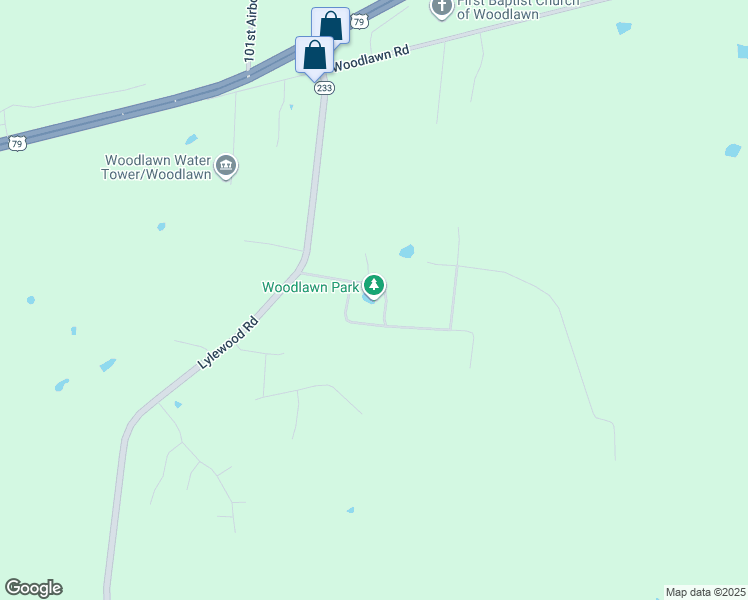 map of restaurants, bars, coffee shops, grocery stores, and more near 2910 Woodlawn Park Road in Woodlawn