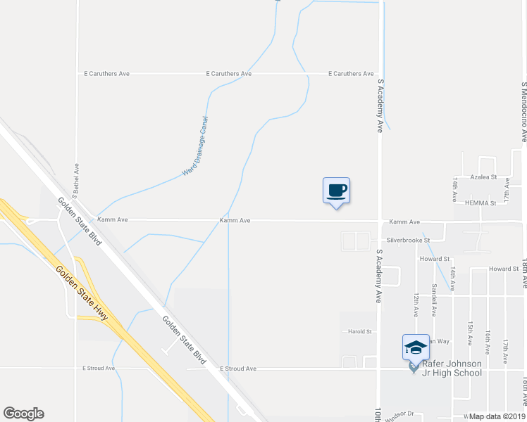map of restaurants, bars, coffee shops, grocery stores, and more near 12612 Kamm Avenue in Kingsburg
