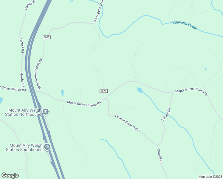 map of restaurants, bars, coffee shops, grocery stores, and more near 1714 Maple Grove Church Road in Mount Airy