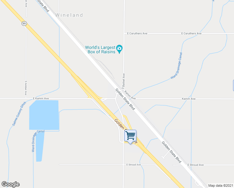 map of restaurants, bars, coffee shops, grocery stores, and more near South Bethel Avenue & East Kamm Avenue in Kingsburg