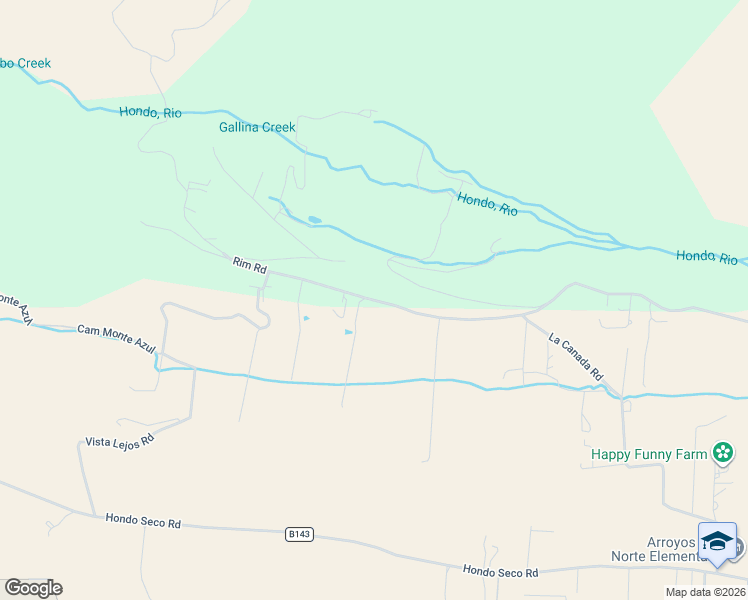 map of restaurants, bars, coffee shops, grocery stores, and more near Rim Road in El Prado
