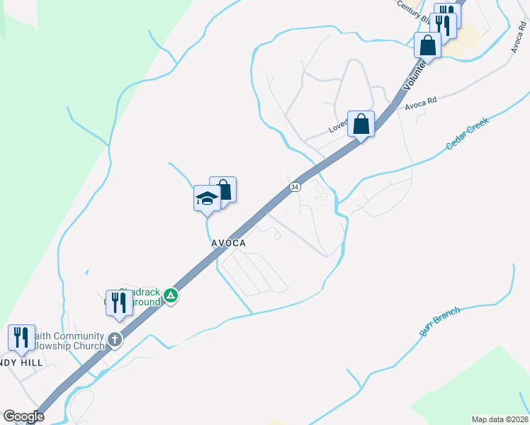 map of restaurants, bars, coffee shops, grocery stores, and more near 2422-2446 Volunteer Pkwy in Bristol