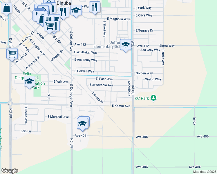 map of restaurants, bars, coffee shops, grocery stores, and more near 1623 El Paso Avenue in Dinuba