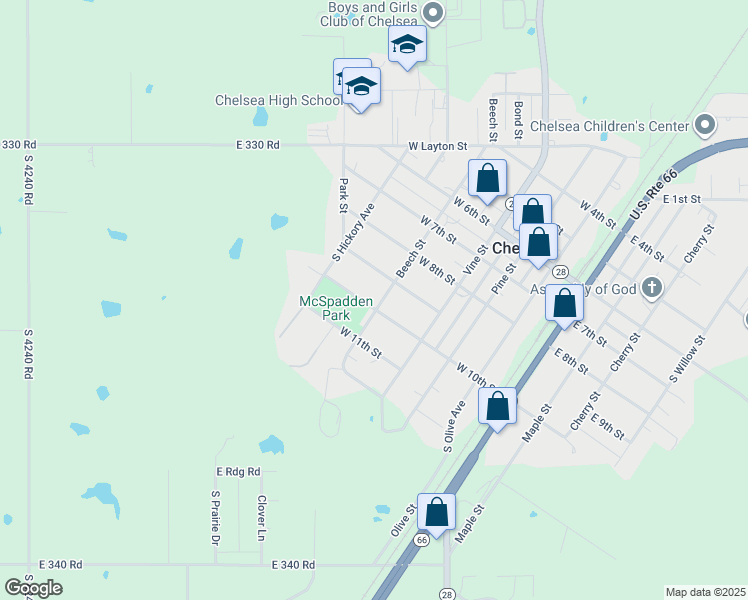 map of restaurants, bars, coffee shops, grocery stores, and more near 925 Beech St in Chelsea