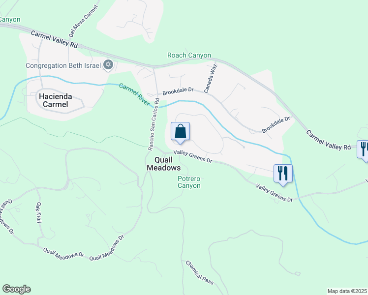 map of restaurants, bars, coffee shops, grocery stores, and more near 7064 Valley Greens Circle in Carmel-by-the-Sea