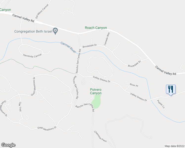 map of restaurants, bars, coffee shops, grocery stores, and more near 7064 Valley Greens Circle in Carmel-by-the-Sea