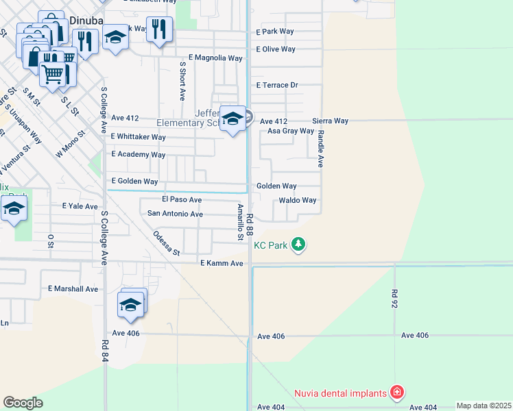 map of restaurants, bars, coffee shops, grocery stores, and more near 1364 South Crawford Avenue in Dinuba