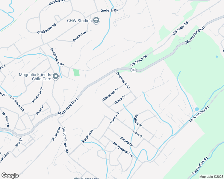 map of restaurants, bars, coffee shops, grocery stores, and more near 4524 Glenbrook Drive in Kingsport