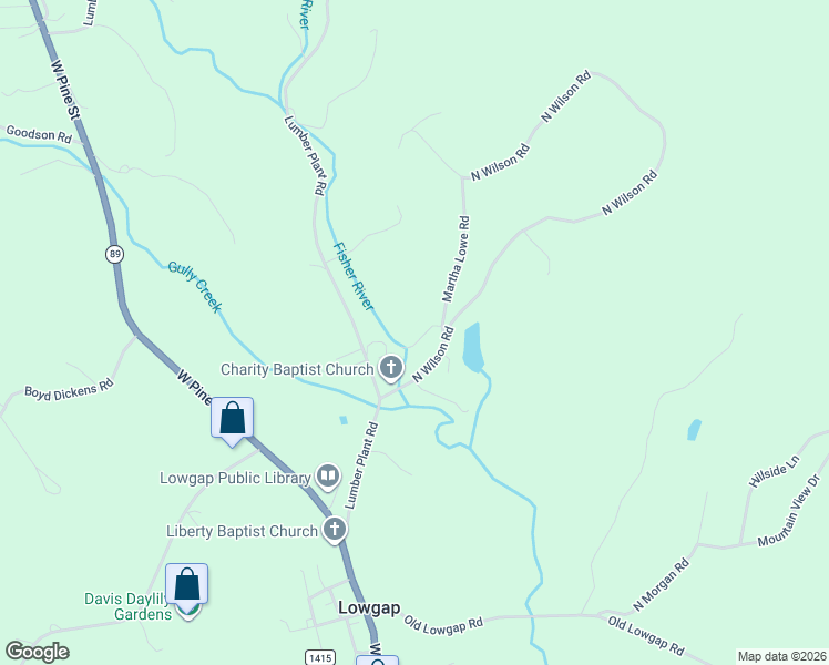 map of restaurants, bars, coffee shops, grocery stores, and more near 115 Martha Lowe Road in Lowgap