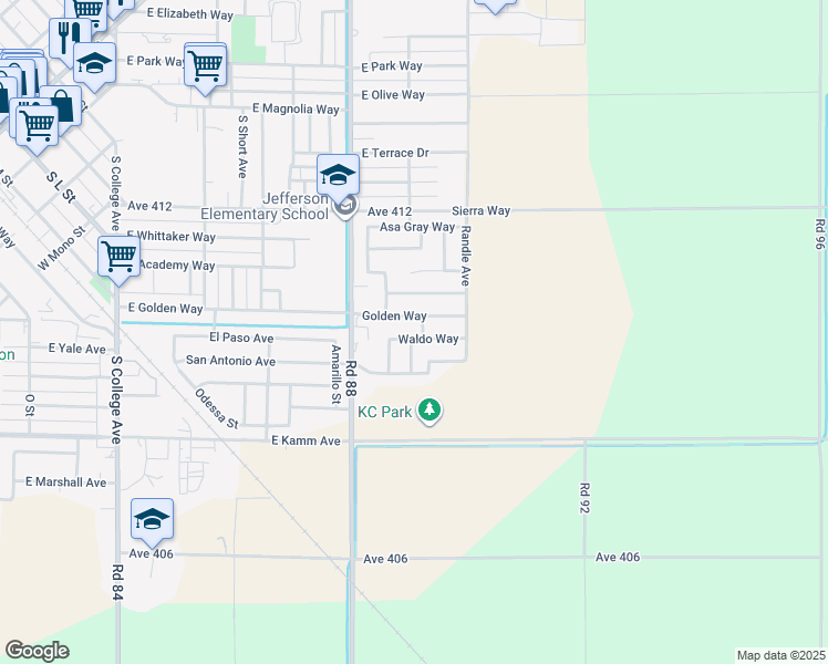 map of restaurants, bars, coffee shops, grocery stores, and more near 1381 Keith Avenue in Dinuba