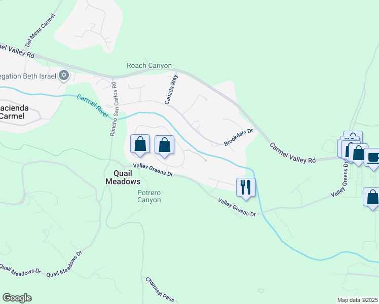 map of restaurants, bars, coffee shops, grocery stores, and more near 7026 Valley Greens Circle in Carmel-by-the-Sea