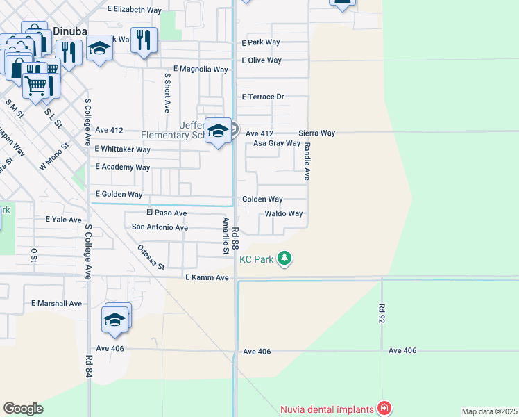 map of restaurants, bars, coffee shops, grocery stores, and more near 1364 South Crawford Avenue in Dinuba