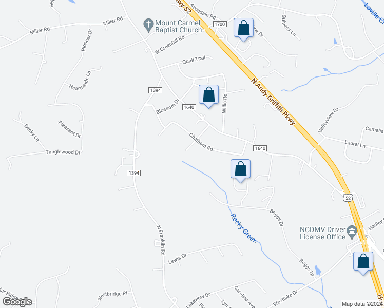 map of restaurants, bars, coffee shops, grocery stores, and more near 183 Olive Street in Mount Airy