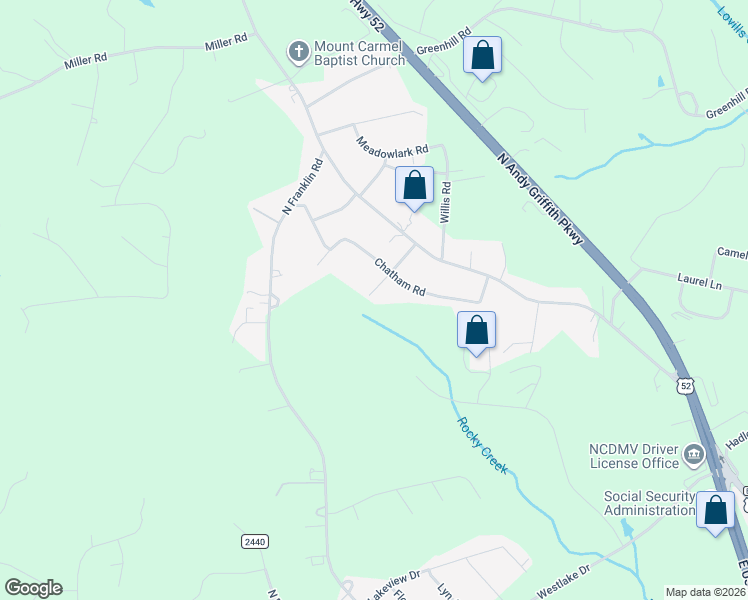 map of restaurants, bars, coffee shops, grocery stores, and more near 183 Olive Street in Mount Airy