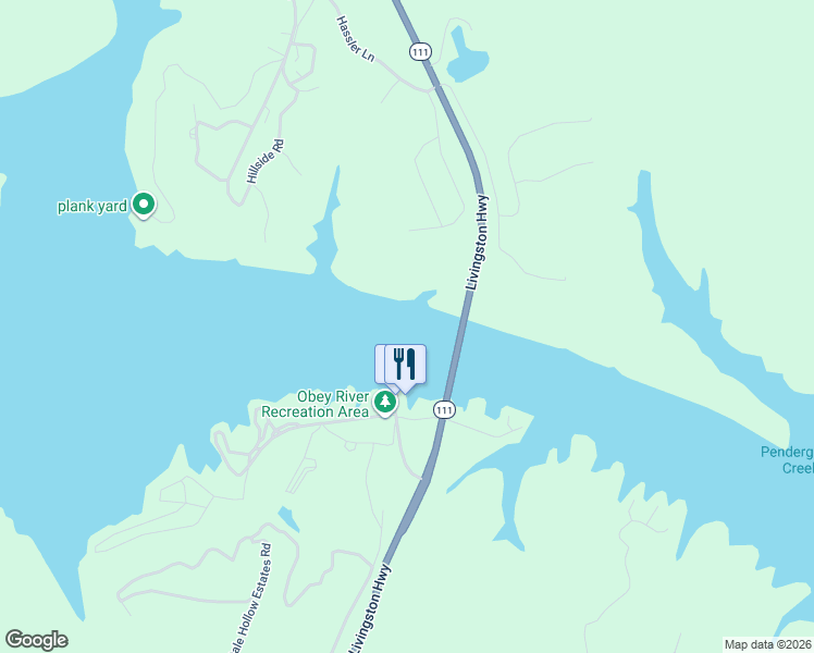 map of restaurants, bars, coffee shops, grocery stores, and more near 131 Hassler Spur in Byrdstown