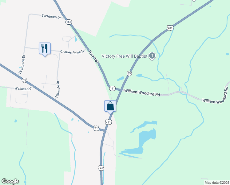 map of restaurants, bars, coffee shops, grocery stores, and more near 4372 U.S. 431 in Springfield