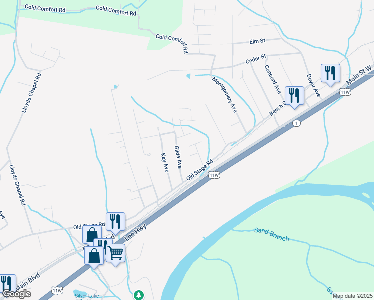 map of restaurants, bars, coffee shops, grocery stores, and more near 931 Darryl Street in Church Hill