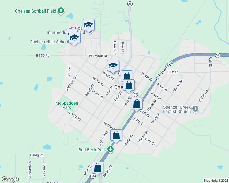 map of restaurants, bars, coffee shops, grocery stores, and more near in Chelsea
