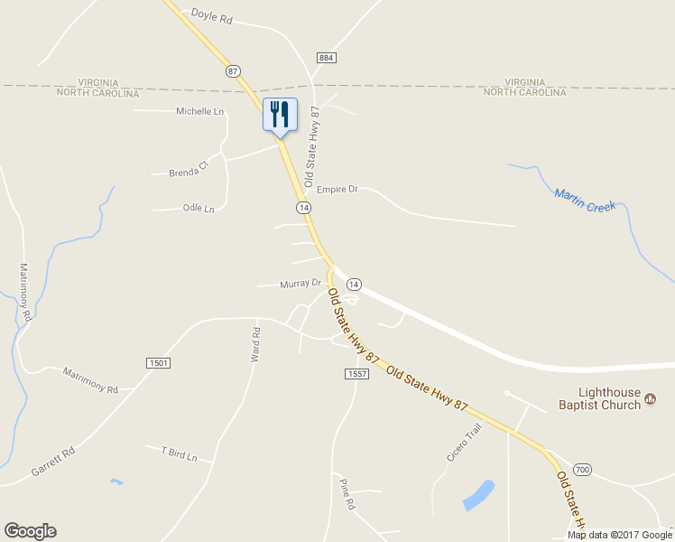 map of restaurants, bars, coffee shops, grocery stores, and more near 14571 North Carolina 87 in Eden