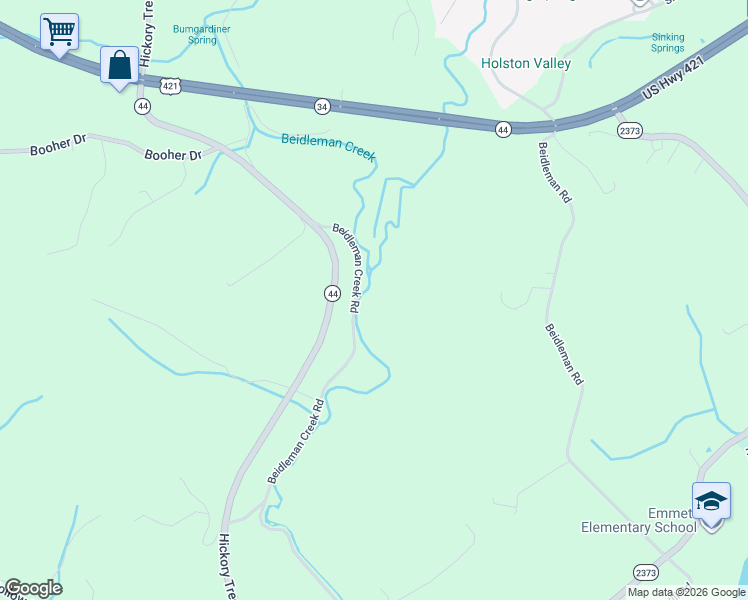 map of restaurants, bars, coffee shops, grocery stores, and more near 405 Beidleman Creek Road in Bristol
