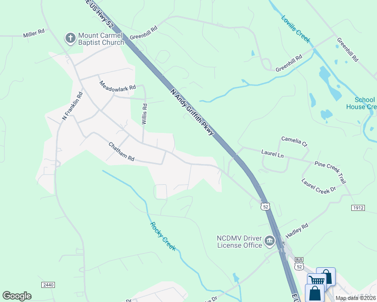 map of restaurants, bars, coffee shops, grocery stores, and more near 1546 Fancy Gap Road in Mount Airy