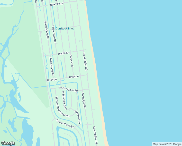 map of restaurants, bars, coffee shops, grocery stores, and more near 2301 Sandfiddler Rd in Corolla