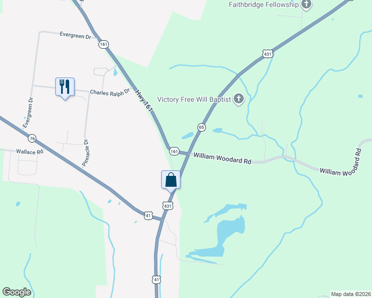 map of restaurants, bars, coffee shops, grocery stores, and more near 4372 U.S. 431 in Springfield