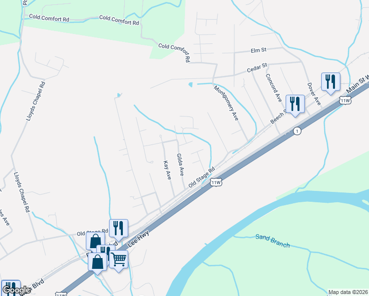 map of restaurants, bars, coffee shops, grocery stores, and more near 931 Darryl Street in Church Hill