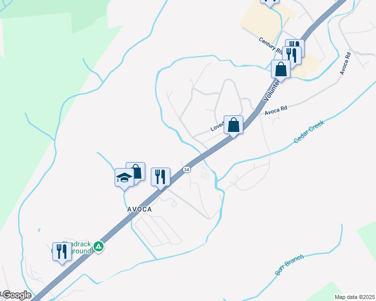 map of restaurants, bars, coffee shops, grocery stores, and more near 2420 Volunteer Parkway in Bristol