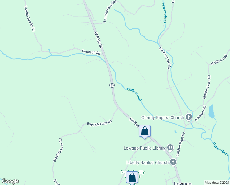 map of restaurants, bars, coffee shops, grocery stores, and more near 9402 West Pine Street in Lowgap