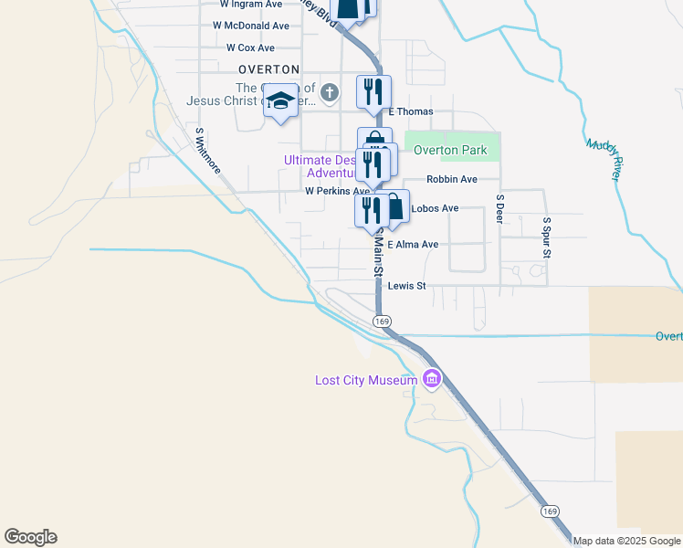 map of restaurants, bars, coffee shops, grocery stores, and more near 479 South Moapa Valley Boulevard in Moapa Valley