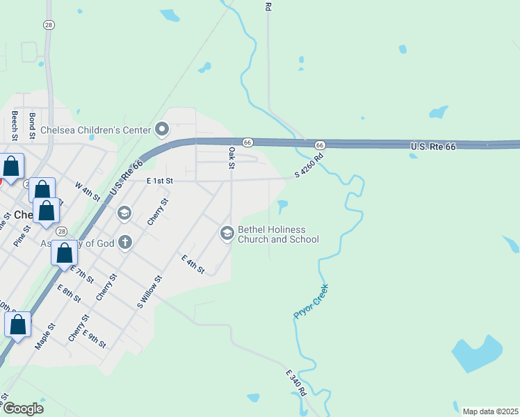 map of restaurants, bars, coffee shops, grocery stores, and more near 5260 South 4260 Road in Chelsea