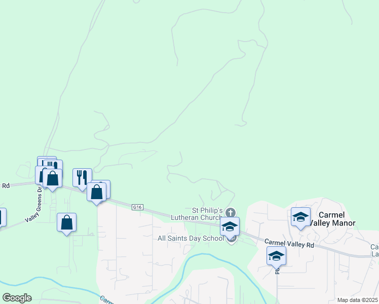 map of restaurants, bars, coffee shops, grocery stores, and more near 8025 Carmel Valley Road in Carmel