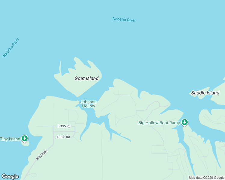 map of restaurants, bars, coffee shops, grocery stores, and more near 53320 East 330 Road in Jay
