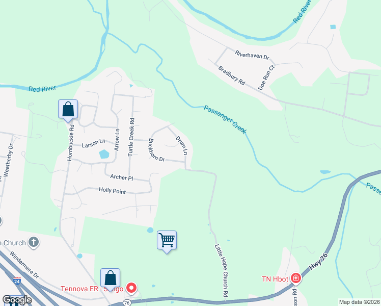 map of restaurants, bars, coffee shops, grocery stores, and more near 931 Drum Lane in Clarksville