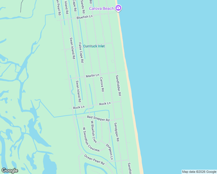 map of restaurants, bars, coffee shops, grocery stores, and more near 2314 Sandpiper Rd in Corolla
