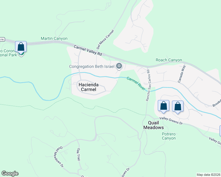 map of restaurants, bars, coffee shops, grocery stores, and more near 16 Hacienda Carmel in Carmel