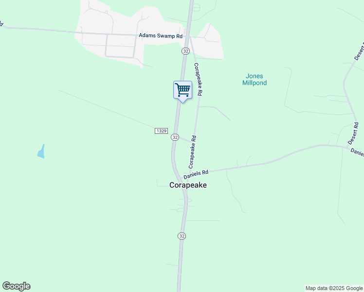 map of restaurants, bars, coffee shops, grocery stores, and more near 1441 North Carolina 32 in Corapeake