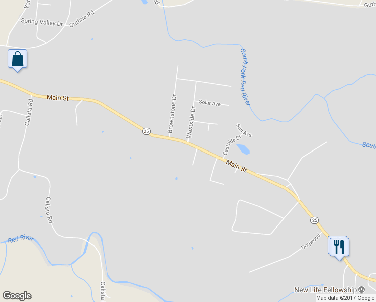 map of restaurants, bars, coffee shops, grocery stores, and more near 8375 Tennessee 25 in Cross Plains