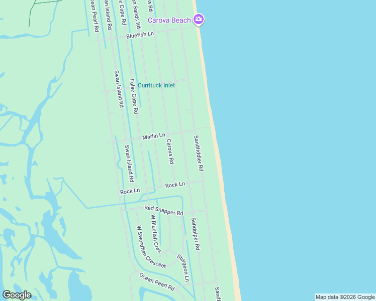 map of restaurants, bars, coffee shops, grocery stores, and more near 2314 Sandpiper Road in Corolla