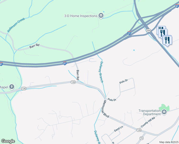 map of restaurants, bars, coffee shops, grocery stores, and more near 154 Ella Drive in Blountville